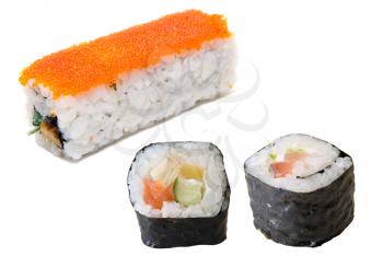 Set of sushi isolated on white