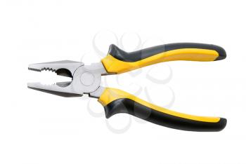 Black and yellow pliers Isolated over white background 