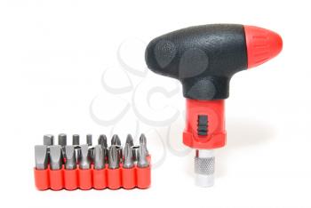 Red screwdriver set isolated on the white background