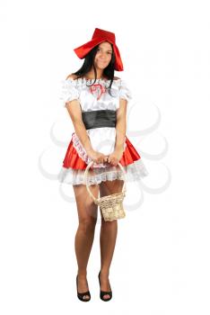 Sexy Little Red Riding Hood isolated on a white