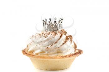 cupcake and bijouterie jewelry crown on a white background