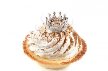 cupcake and bijouterie jewelry crown on a white background