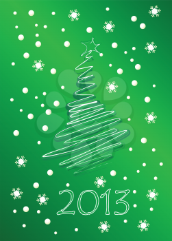 Royalty Free Clipart Image of a 2013 Background With Snowflakes