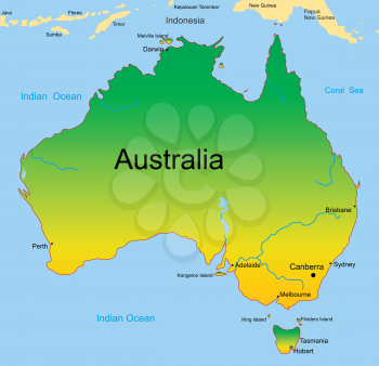 Royalty Free Clipart Image of a Map of Australia