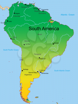 Royalty Free Clipart Image of a Map of South America