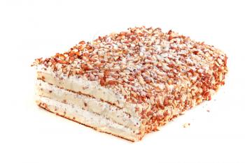 nuts cake closeup isolated on a white