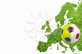 Europe map from green grass texture