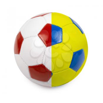 Soccer ball colored by flag of Poland and Ukraine