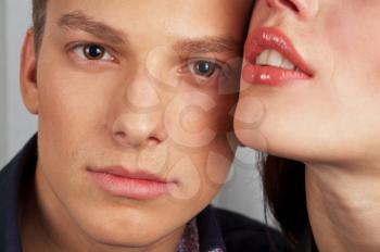 man and woman - lovers closeup portraits