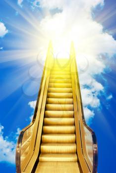 golden ladder to blue sky sunset