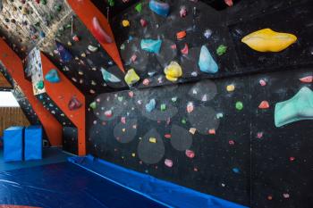 Colorful climbing modern gym without people