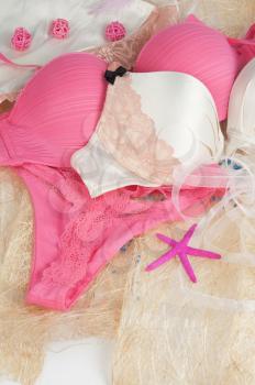 seductive lingerie at pink background
