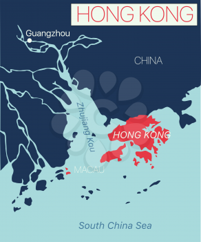 Hong Kong editable map. Vector EPS-10 file