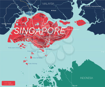 Singapore detailed editable map. Vector EPS-10 file