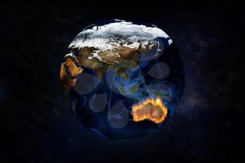 View of Australia from space with terrible fire. Elements of this image furnished by NASA