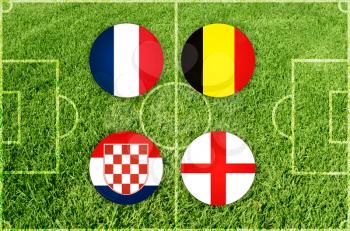 Illustration for Football match of semifinal France vs Belgium, Croatia vs England