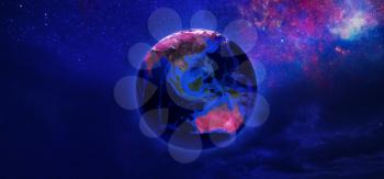 View of Earth from space in neon tone. Elements of this image furnished by NASA