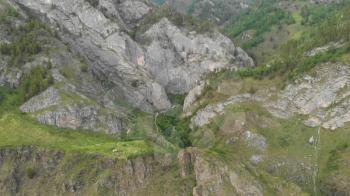 Beauty day in the mountains in Altay. place is called - Spirit Gorge. Aerial video on drone