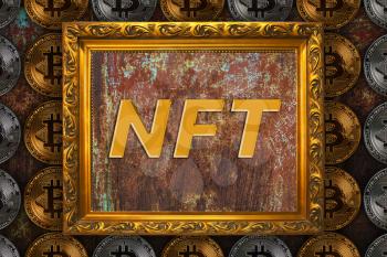 Digital currency concept of NFT. Non fungible tokens crypto art. Paying for unique art.