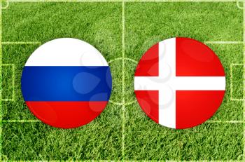 Concept for Football match Russia vs Denmark