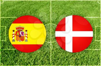 Concept for Football match Spain vs Denmark