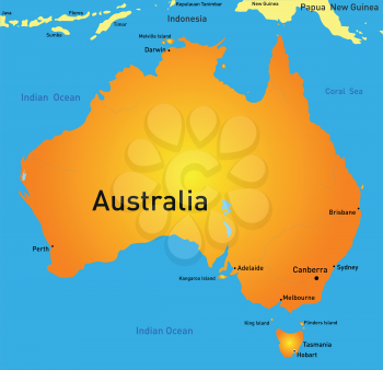 Royalty Free Clipart Image of a Map of Australia