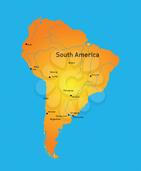 Royalty Free Clipart Image of a Map of South America