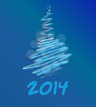 Royalty Free Clipart Image of a 2014 Background With a Tree