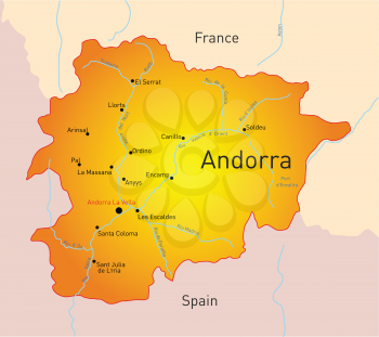 Royalty Free Clipart Image of a Map of Andorra