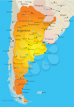 Royalty Free Clipart Image of a Map of Argentina