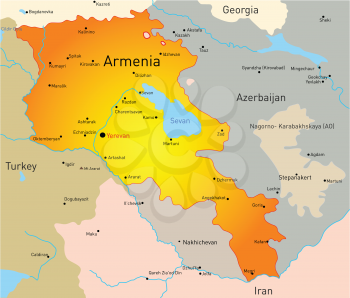 Royalty Free Clipart Image of a Map of Armenia