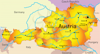 Royalty Free Clipart Image of a Map of Austria