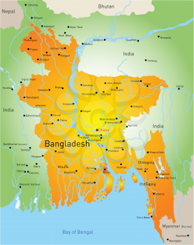 Royalty Free Clipart Image of a Map of Banladesh