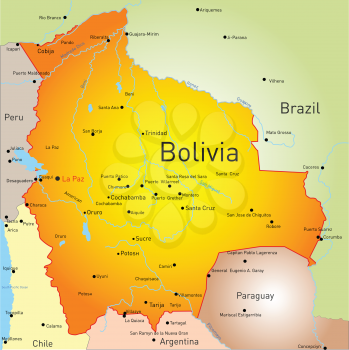 Royalty Free Clipart Image of a Map of Bolivia