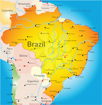 Royalty Free Clipart Image of a Map of Brazil