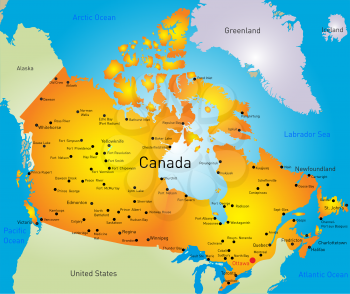 Royalty Free Clipart Image of a Map of Canada