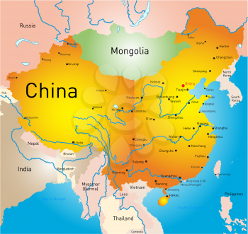 Royalty Free Clipart Image of a Map of China