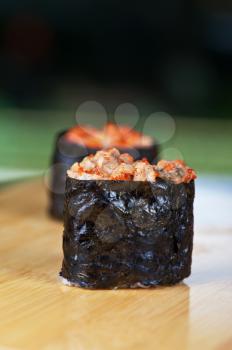 Japanese cuisine - sushi rolls closeup