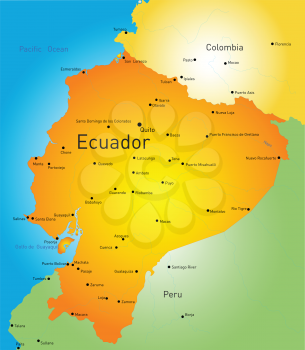 Abstract vector color map of Ecuador country