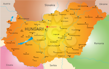 Vector detailed map of Hungary country