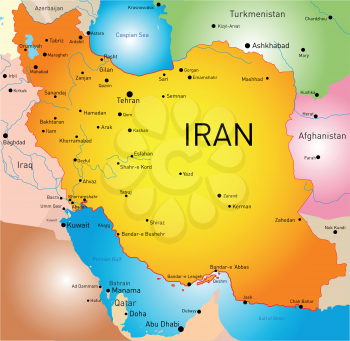 Vector detailed map of Iran country