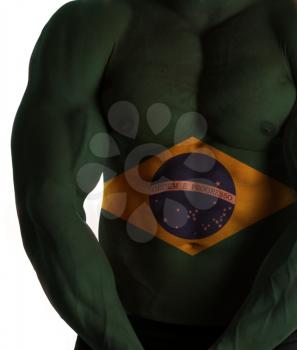 Brazil flag on sporty male body