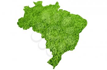 Map of of Brasil by green grass texture