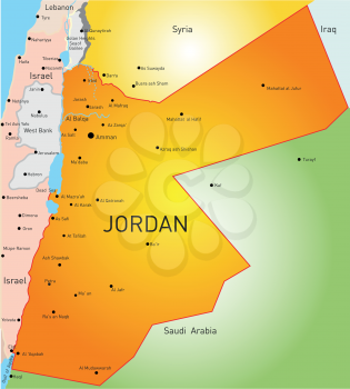 detailed vector color map of Jordan country