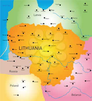 vector detailed  color map of Lithuania country