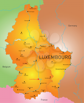 Vector detailed map of Luxembourg country