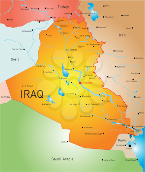 vector detailed map of Iraq country
