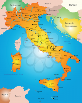 vector detailed map of Italy country