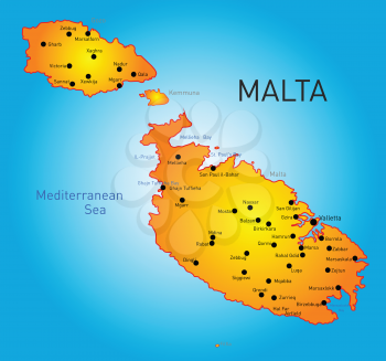 vector color map of Malta country