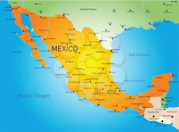 Abstract vector color map of Mexico country